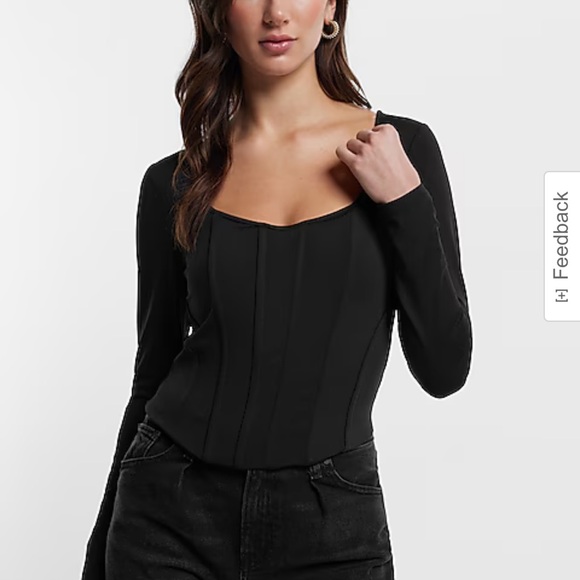 Express Body Contour High Compression Long Sleeve Corset Top - Picture 3 of 3